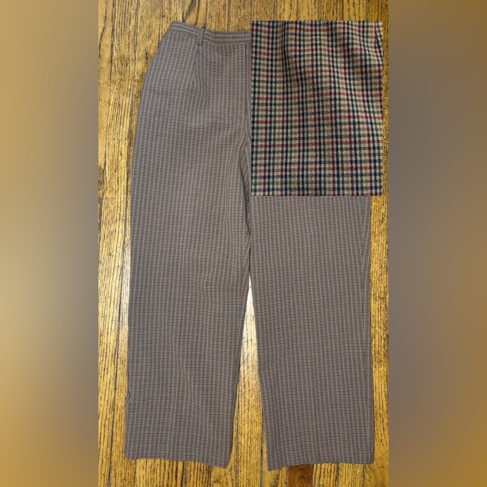 Vintage Brown Gingham Plaid Pants 10P 12P Cottage Goblin Core Grunge HEMMED READ